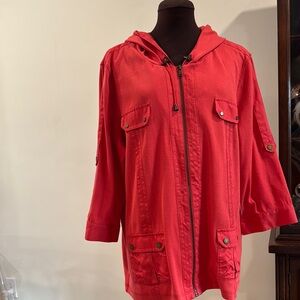 NWT Chico’s Zenergy zip front 3/4 Sleeve Hooded Knit Jacket